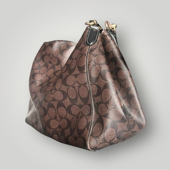 Coach Hallie Shoulder Bag In Signature Canvas Brown / Black F80298 & Wallet - Picture 6 of 16